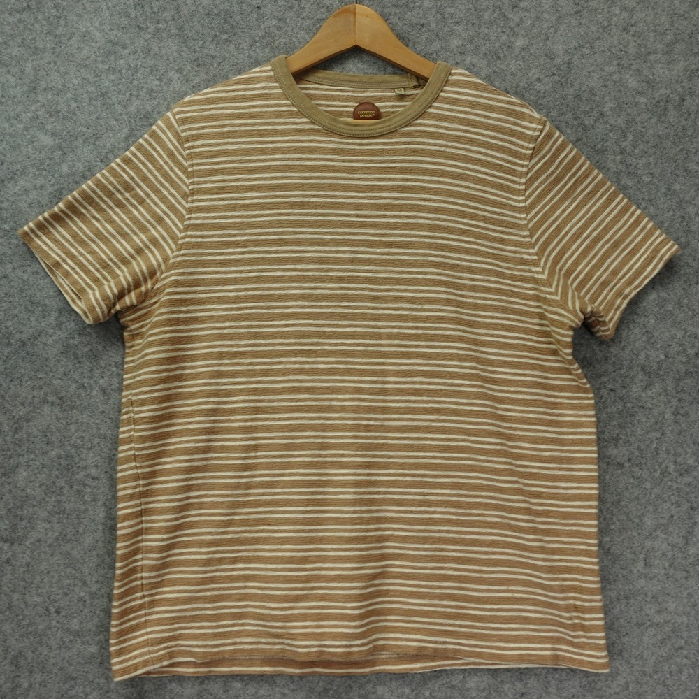 Coastal Slub Stripe T Shirt Mens M Tan Terry Cloth Summer Light Common People